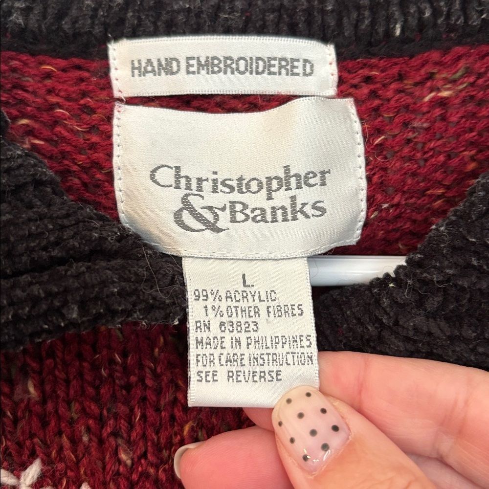 Vintage 2001 Christopher & Banks Festive Hand Embroidered Cardigan Sweater large - Picture 7 of 11